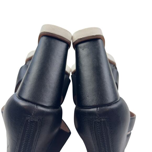 Linea Paolo Elana Black Leather Clear Strap Wedge Sandals Women's Size 6 - Picture 5 of 10